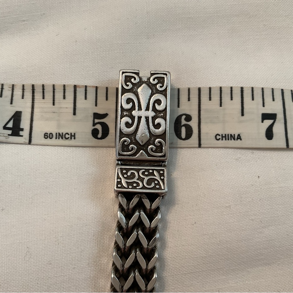 NEW WITHOUT TAGS 925 STERLING SILVER RUGGED Fleur De Lis Motif WOVEN BRACELETS - Picture 8 of 15
